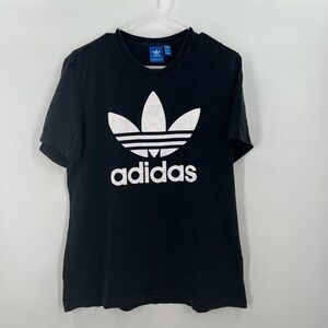 Adidas Vintage Black/White Logo Short Sleeve T-Shirt Large